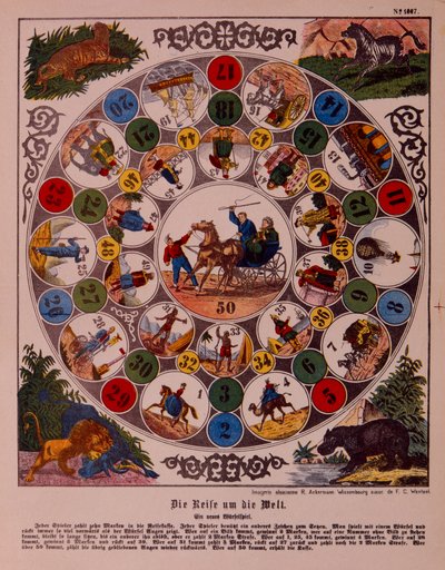 Game of Voyage Around the World ، التي نشرتها Ackermann ، Wissembourg بواسطة إف سي وينتزل